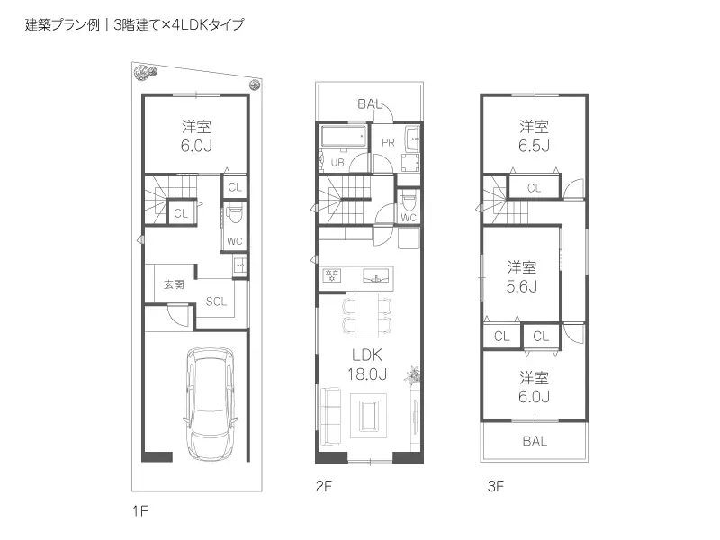 寝屋川市黒原橘町建築条件付き土地の建築プラン例