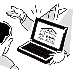 担当者が購入希望者に販売活動や交渉を行う様子